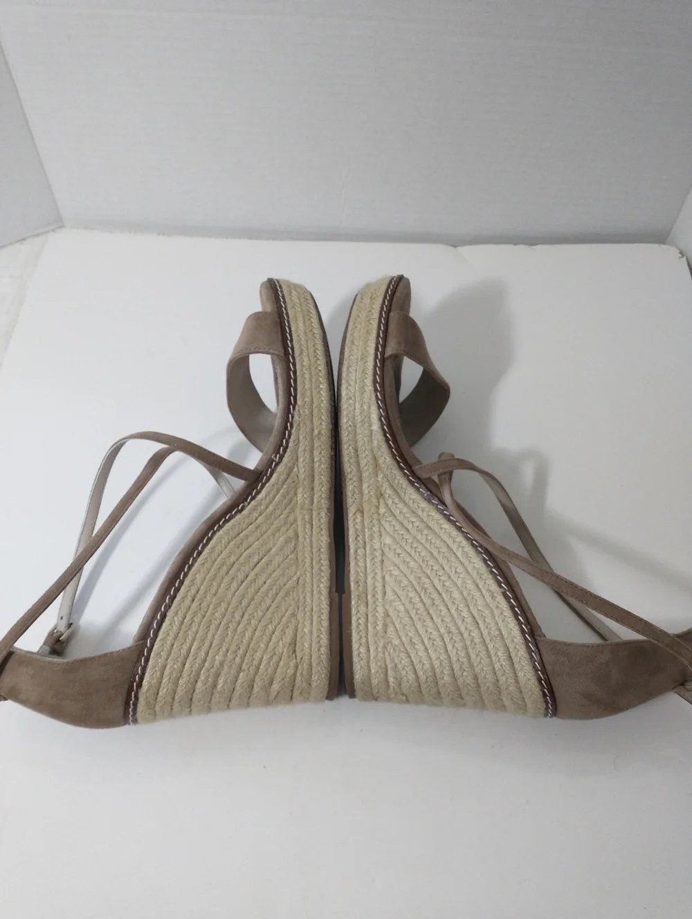 Boden Women's Strappy Suede Espadrille Wedge‎ Taupe Size 10.5, UK 42